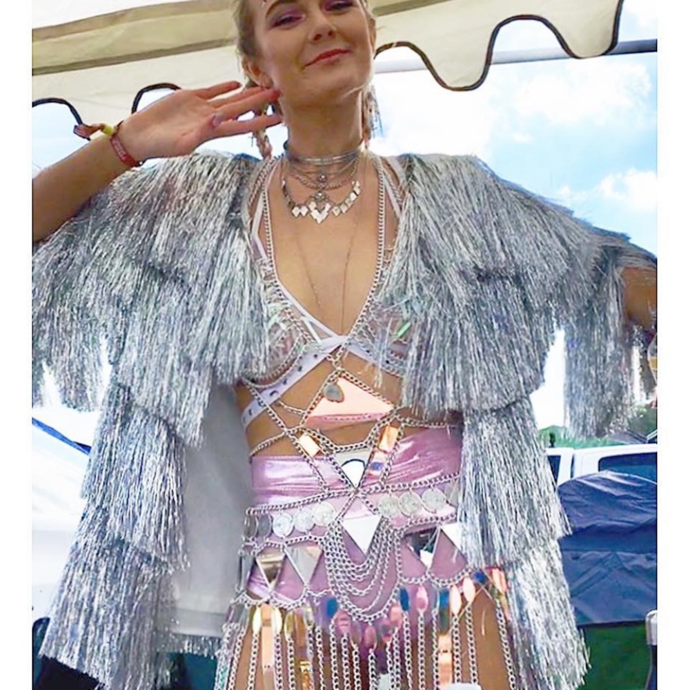 CLAUDIA PINK mirrors & crystal chain dress festival - Picture 5 of 9